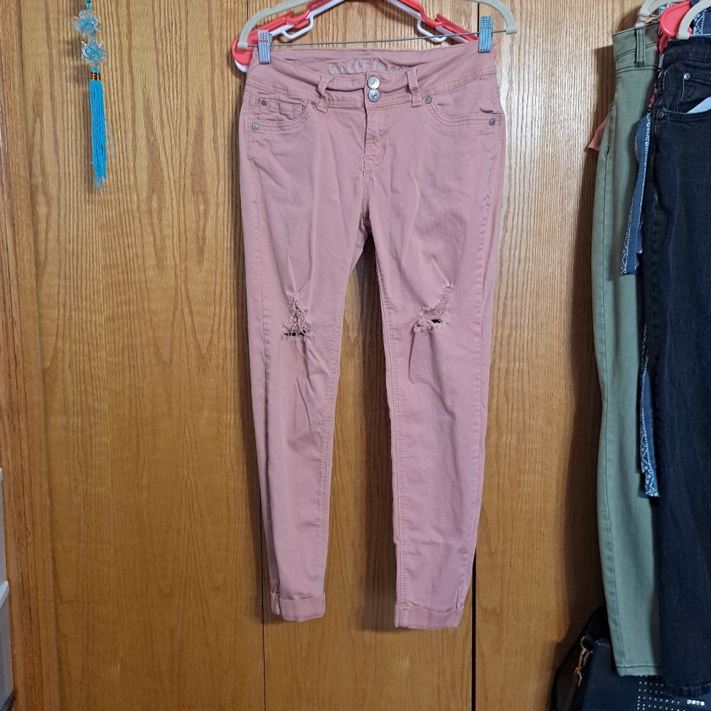💚Wallflower distressed blush jeans -7
